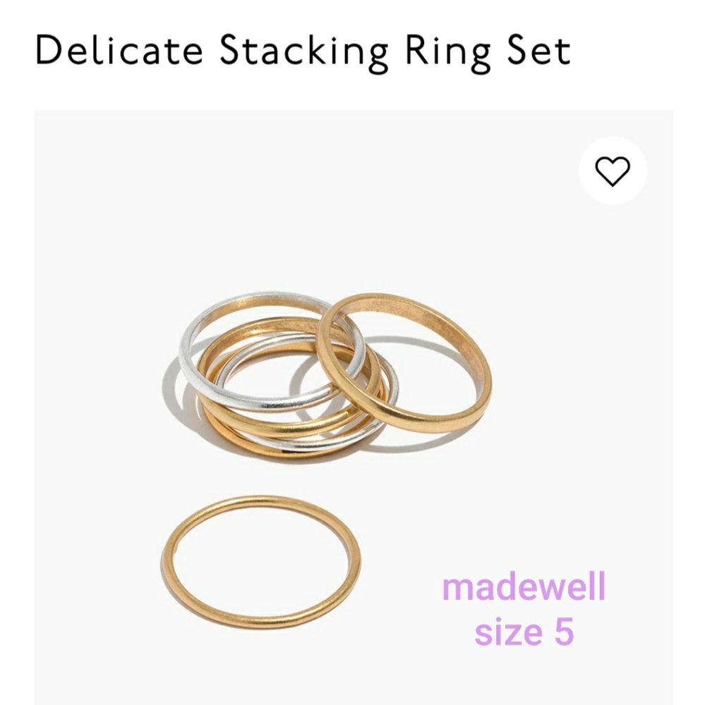 Madewell delicate stacking rings size 5